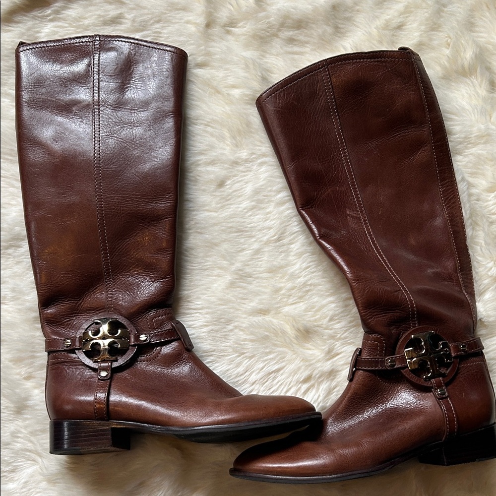 Tory Burch Brown Leather Winter Boots